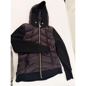 Michael Kors Hooded Puffer Jacket Mixed Media Black
